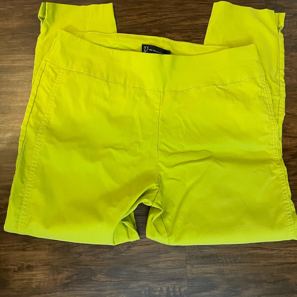 New York & Company Bright Yellow/Green Women's Pants -Petite Large